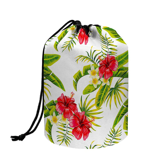 Aloha Hibiscus Tropical Pattern Print Drawstring Makeup Bag