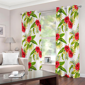 Aloha Hibiscus Tropical Pattern Print Extra Wide Grommet Curtains