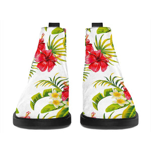 Aloha Hibiscus Tropical Pattern Print Flat Ankle Boots