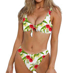 Aloha Hibiscus Tropical Pattern Print Front Bow Tie Bikini