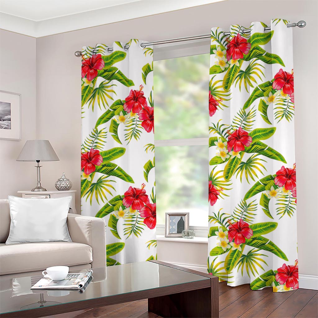 Aloha Hibiscus Tropical Pattern Print Grommet Curtains