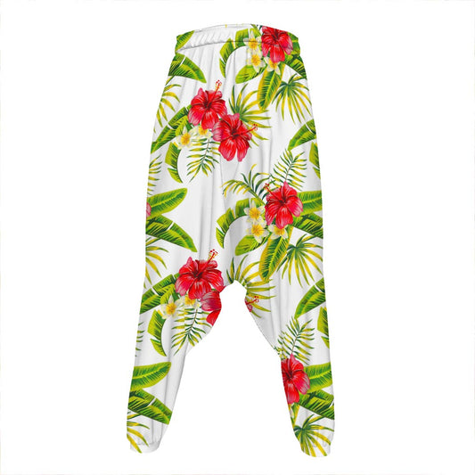 Aloha Hibiscus Tropical Pattern Print Hammer Pants