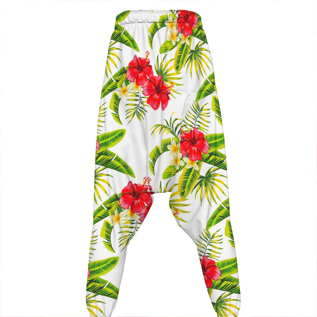 Aloha Hibiscus Tropical Pattern Print Hammer Pants