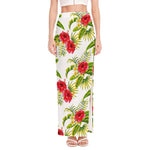 Aloha Hibiscus Tropical Pattern Print High Slit Maxi Skirt