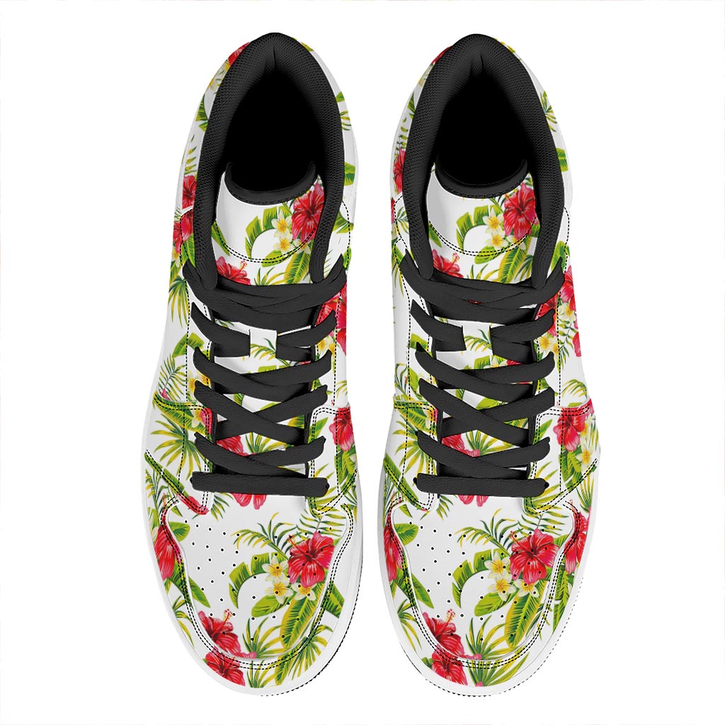 Aloha Hibiscus Tropical Pattern Print High Top Leather Sneakers