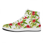 Aloha Hibiscus Tropical Pattern Print High Top Leather Sneakers
