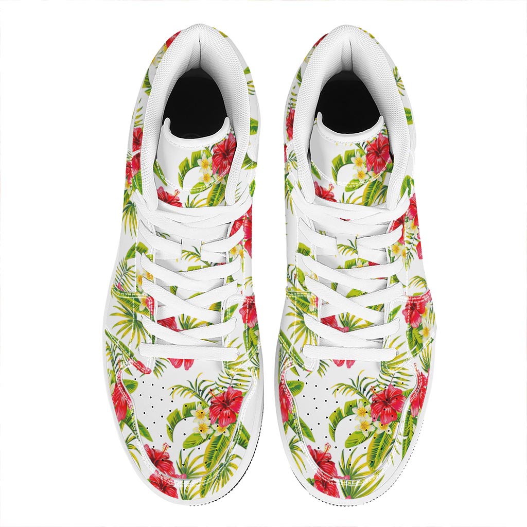 Aloha Hibiscus Tropical Pattern Print High Top Leather Sneakers