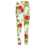 Aloha Hibiscus Tropical Pattern Print High-Waisted Pocket Leggings