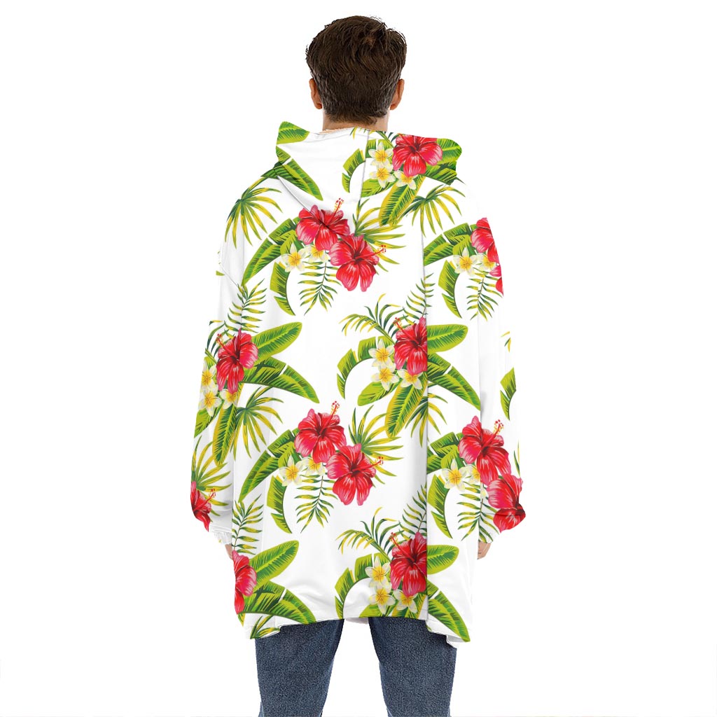 Aloha Hibiscus Tropical Pattern Print Hoodie Blanket