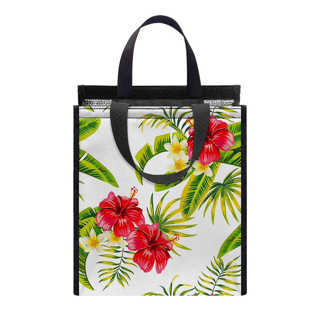 Aloha Hibiscus Tropical Pattern Print Insulated Lunch Tote