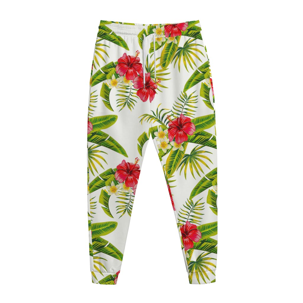 Aloha Hibiscus Tropical Pattern Print Jogger Pants