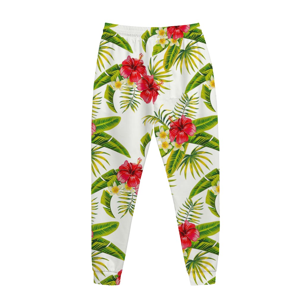 Aloha Hibiscus Tropical Pattern Print Jogger Pants