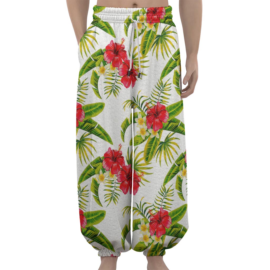 Aloha Hibiscus Tropical Pattern Print Lantern Pants