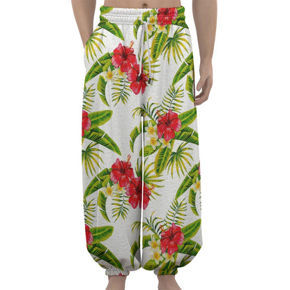 Aloha Hibiscus Tropical Pattern Print Lantern Pants