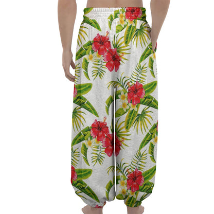 Aloha Hibiscus Tropical Pattern Print Lantern Pants