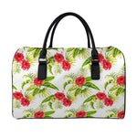 Aloha Hibiscus Tropical Pattern Print Leather Duffle Bag