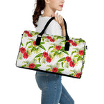 Aloha Hibiscus Tropical Pattern Print Leather Duffle Bag