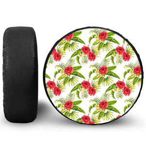 Aloha Hibiscus Tropical Pattern Print Leather Spare Tire Cover