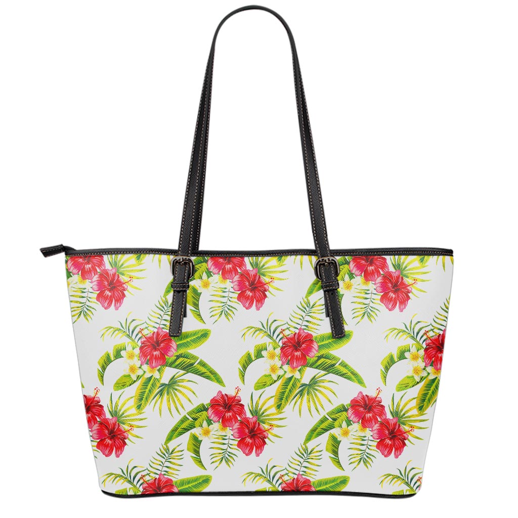 Aloha Hibiscus Tropical Pattern Print Leather Tote Bag