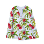 Aloha Hibiscus Tropical Pattern Print Long Sleeve Short Coat