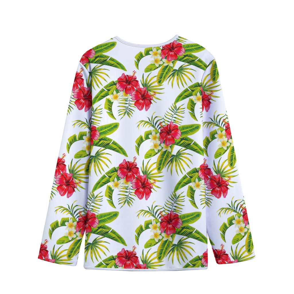 Aloha Hibiscus Tropical Pattern Print Long Sleeve Short Coat