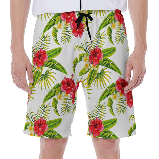 Aloha Hibiscus Tropical Pattern Print Men's Beach Shorts