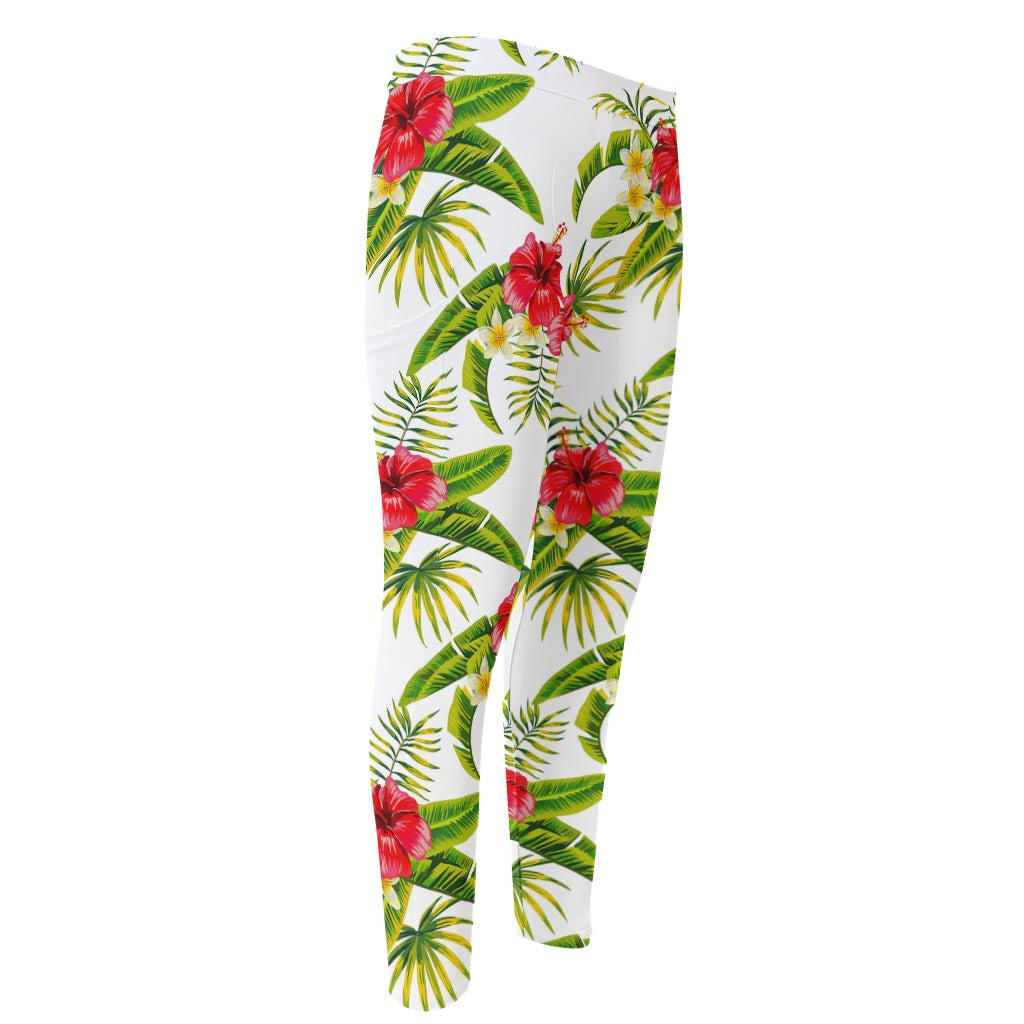 Aloha Hibiscus Tropical Pattern Print Men's Compression Pants