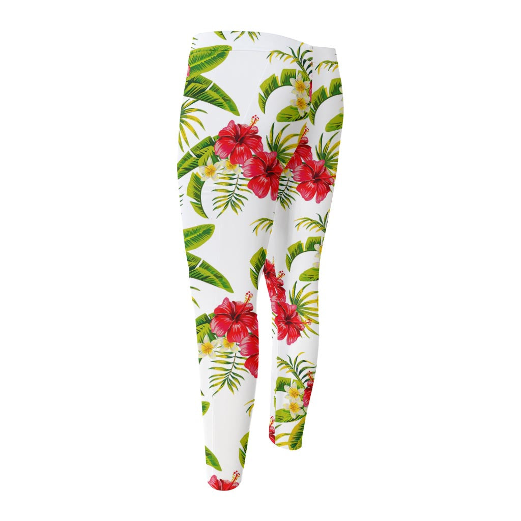 Aloha Hibiscus Tropical Pattern Print Men's Compression Pants