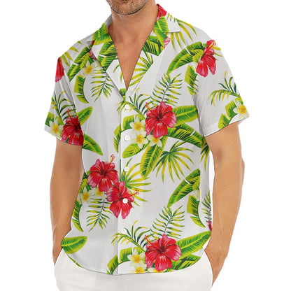 Aloha Hibiscus Tropical Pattern Print Men's Deep V-Neck Shirt