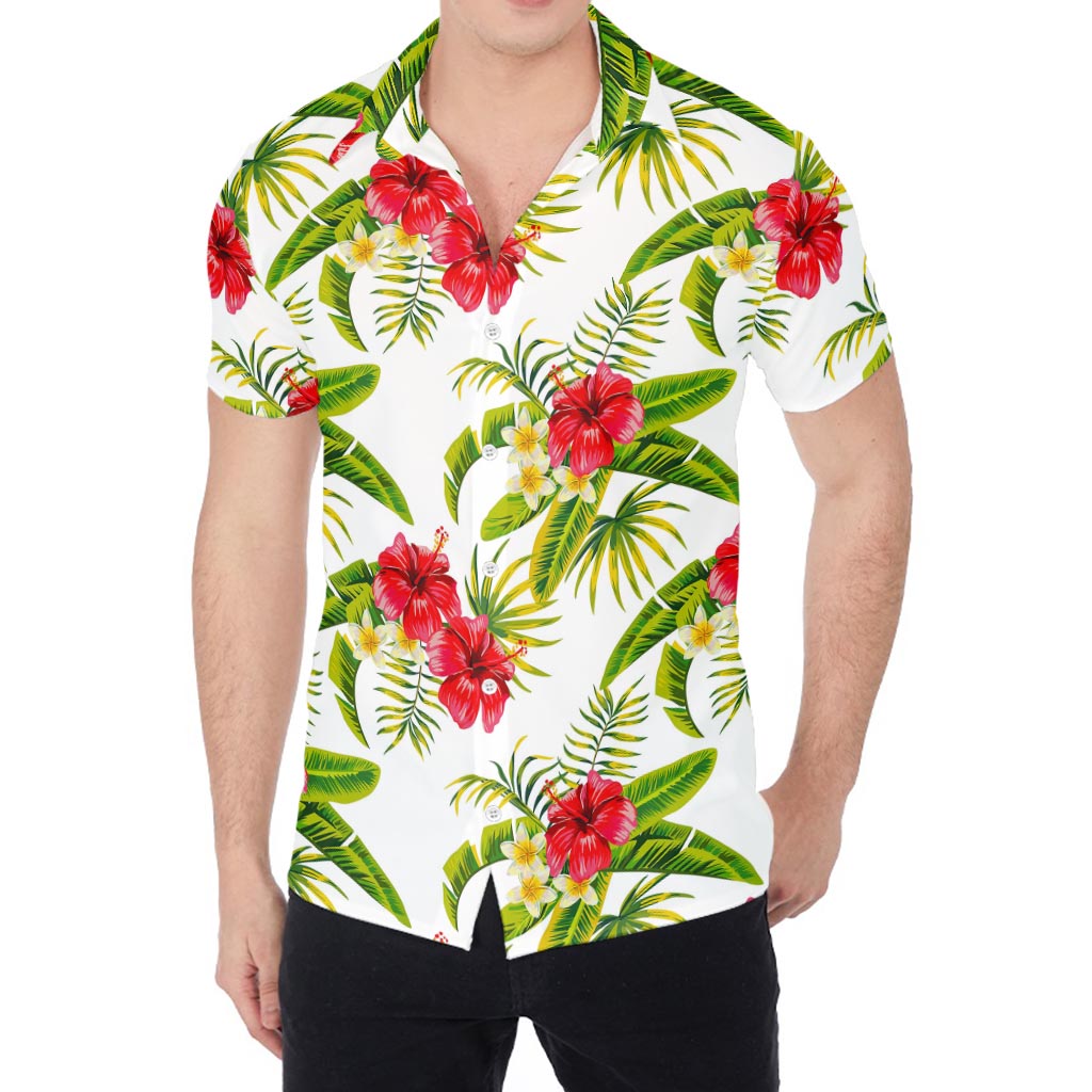 Aloha Hibiscus Tropical Pattern Print Men's Shirt