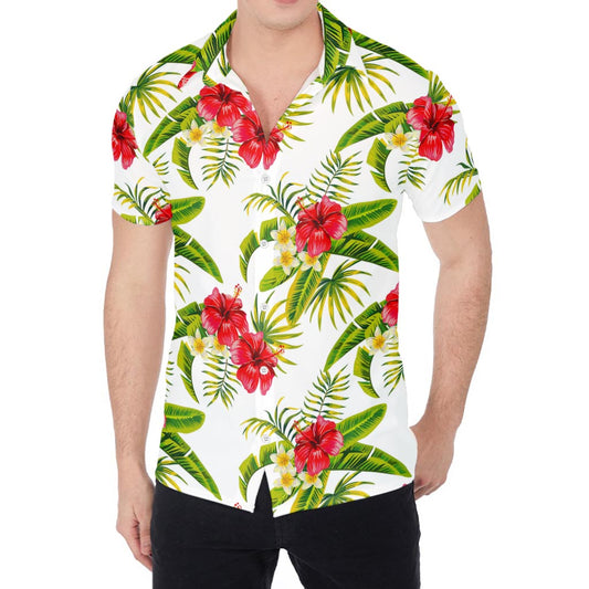 Aloha Hibiscus Tropical Pattern Print Men's Shirt