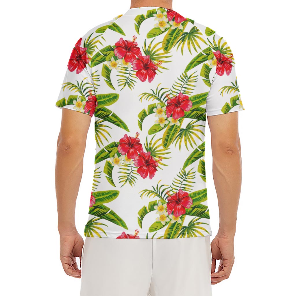 Aloha Hibiscus Tropical Pattern Print Men's Short Sleeve Rash Guard