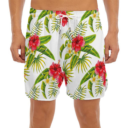 Aloha Hibiscus Tropical Pattern Print Men's Split Running Shorts