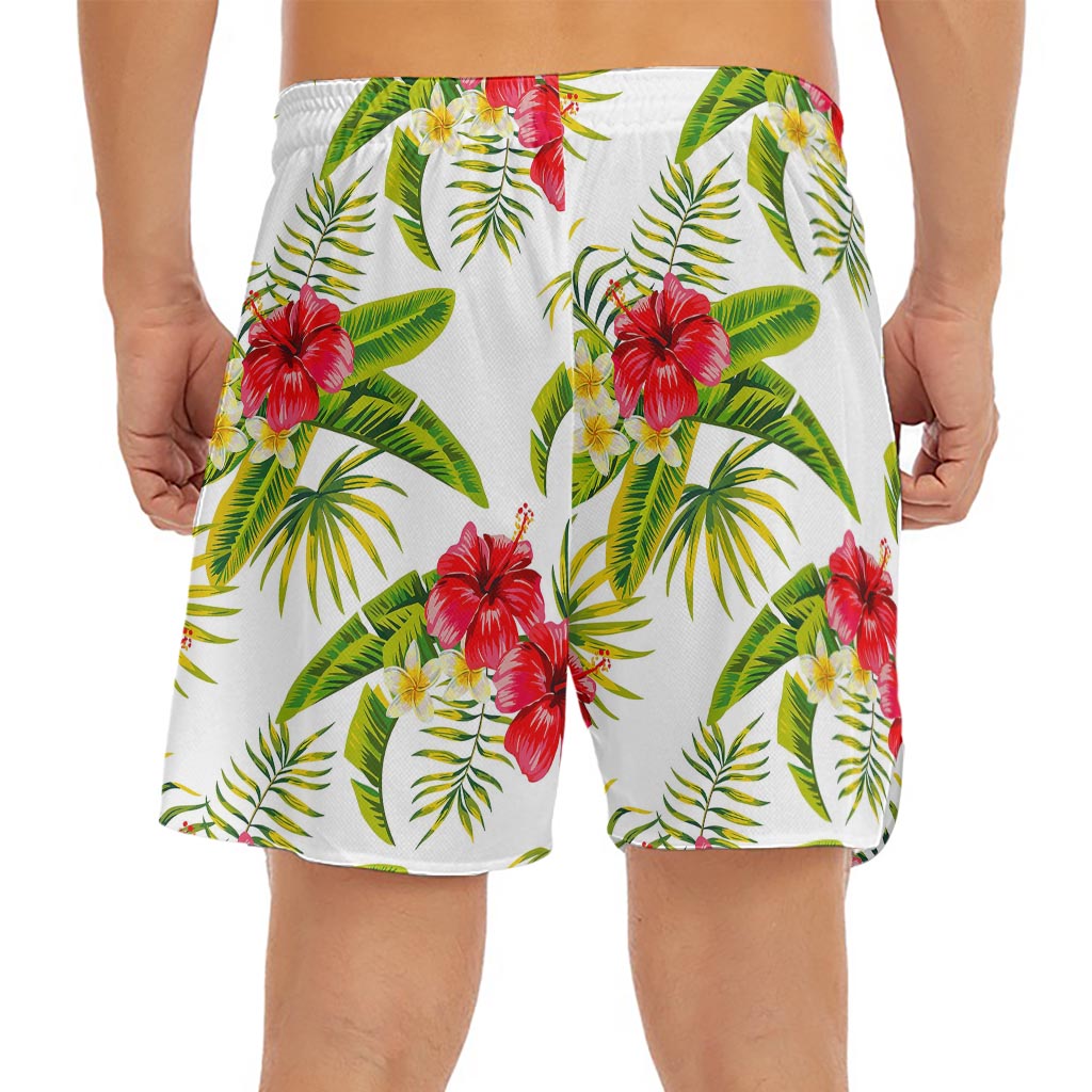 Aloha Hibiscus Tropical Pattern Print Men's Split Running Shorts