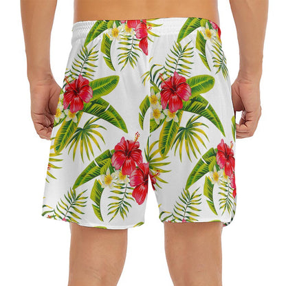 Aloha Hibiscus Tropical Pattern Print Men's Split Running Shorts