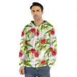 Aloha Hibiscus Tropical Pattern Print Men's Velvet Pullover Hoodie