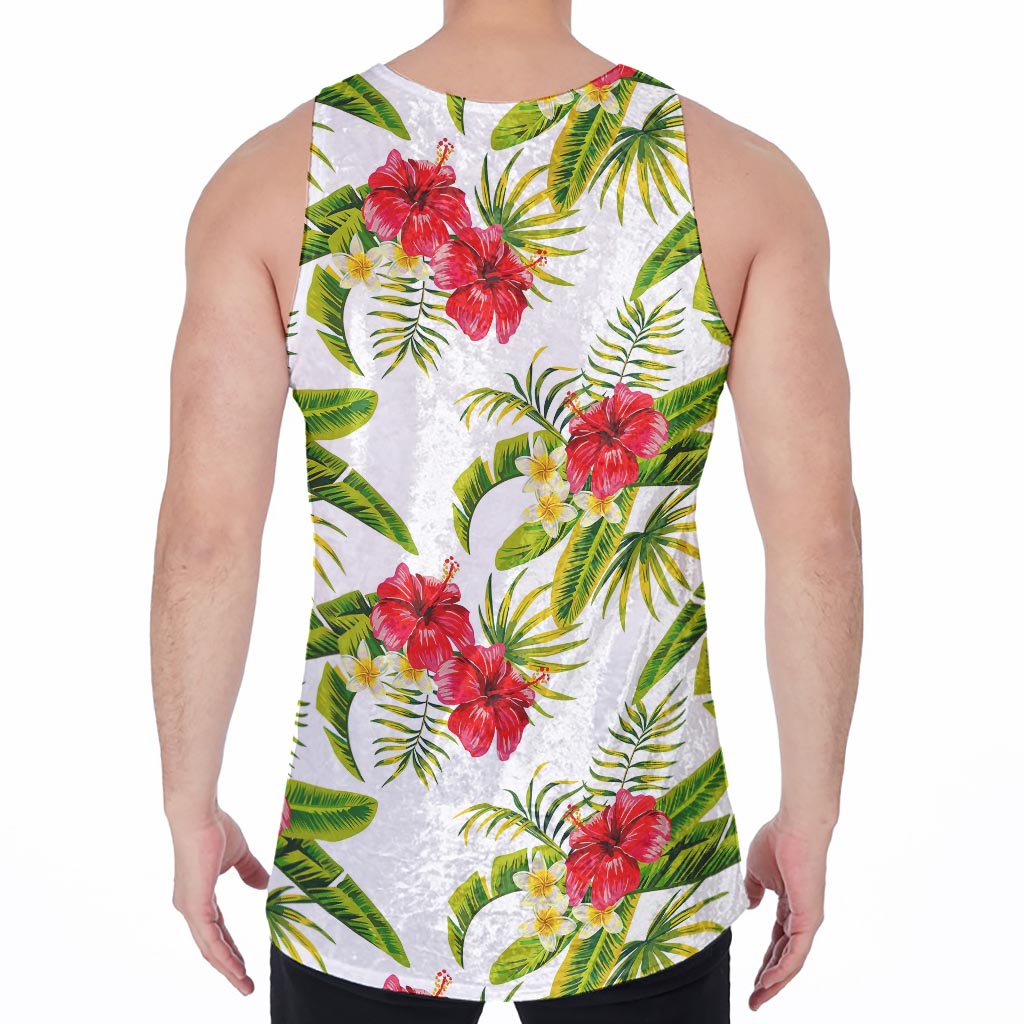Aloha Hibiscus Tropical Pattern Print Men's Velvet Tank Top