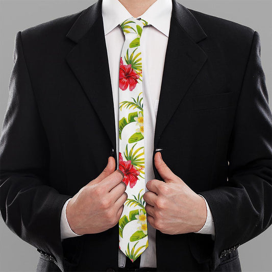 Aloha Hibiscus Tropical Pattern Print Necktie