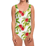 Aloha Hibiscus Tropical Pattern Print One Piece Swimsuit