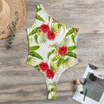 Aloha Hibiscus Tropical Pattern Print One Shoulder Bodysuit