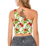Aloha Hibiscus Tropical Pattern Print One Shoulder Crop Top