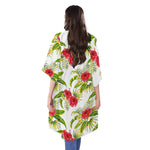 Aloha Hibiscus Tropical Pattern Print Open Front Beach Cover Up