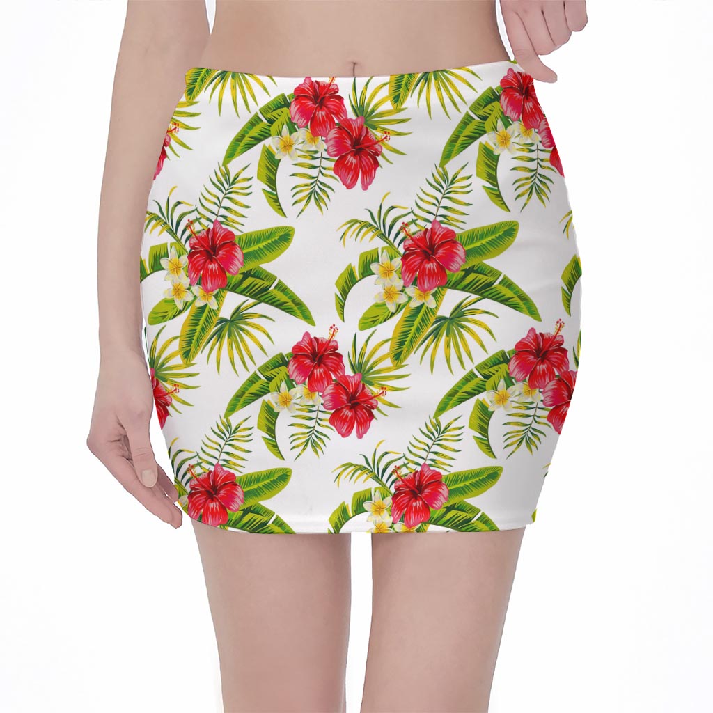 Aloha Hibiscus Tropical Pattern Print Pencil Mini Skirt
