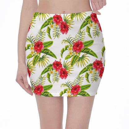 Aloha Hibiscus Tropical Pattern Print Pencil Mini Skirt