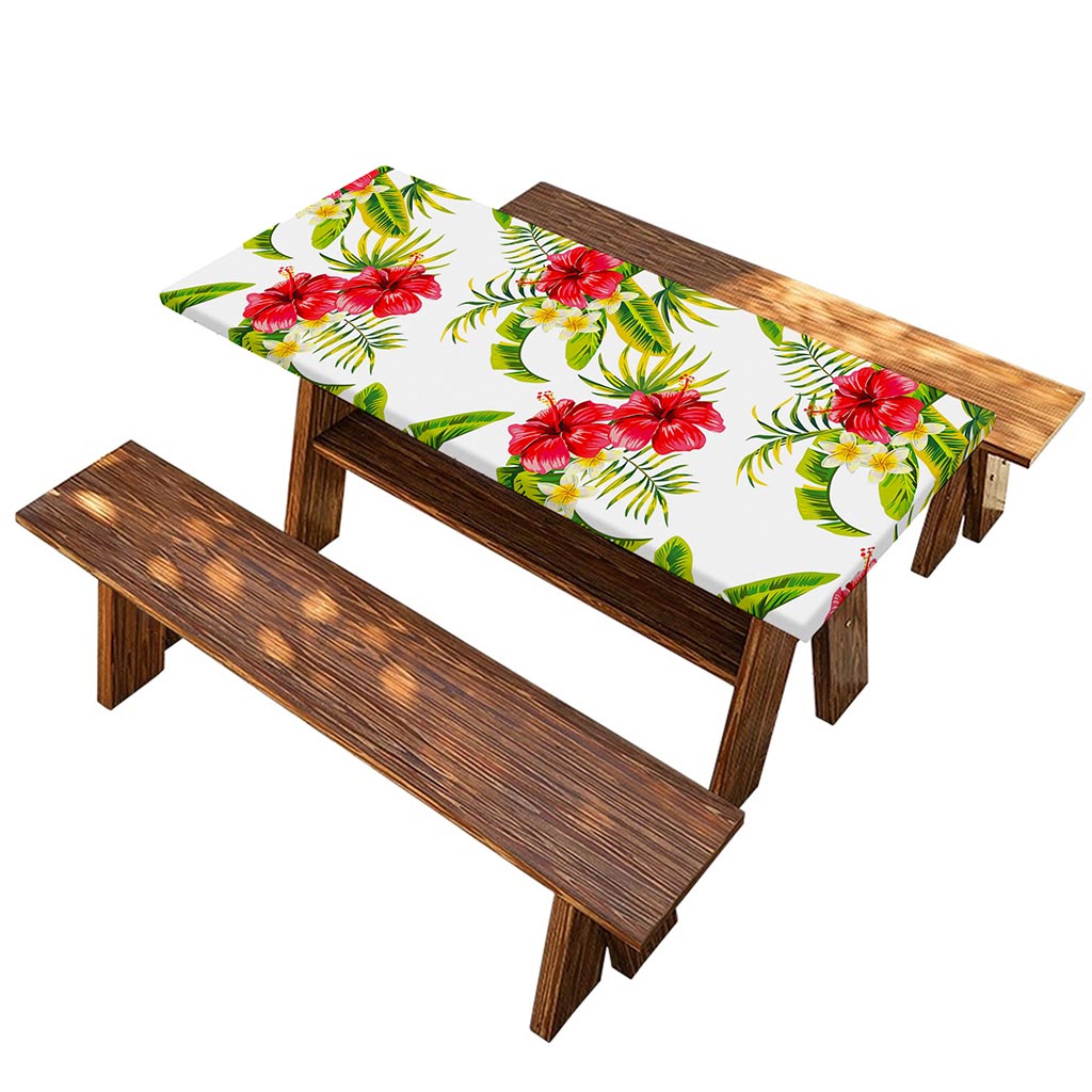 Aloha Hibiscus Tropical Pattern Print Picnic Table Cover