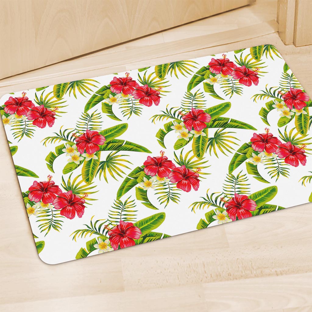 Aloha Hibiscus Tropical Pattern Print Polyester Doormat