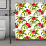 Aloha Hibiscus Tropical Pattern Print Polyester Shower Curtain