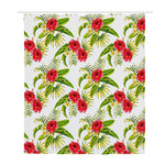 Aloha Hibiscus Tropical Pattern Print Polyester Shower Curtain