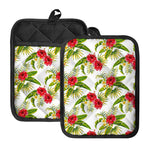 Aloha Hibiscus Tropical Pattern Print Pot Holders With Pocket