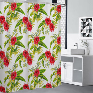 Aloha Hibiscus Tropical Pattern Print Premium Shower Curtain